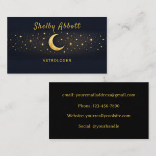 Schwarze & Goldene Mond und Sterne Visitenkarte