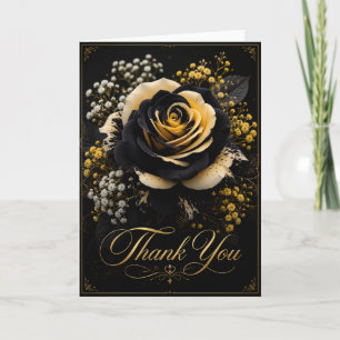 Schwarze Goldene Rose Dankeskarten Elegante Flor Dankeskarte