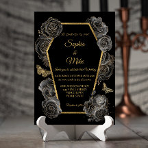 Schwarze & goldene Rosen Sarg gotische elegante Ho