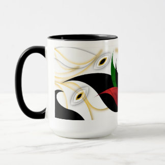 Schwarze, goldene, rote und grüne abstrakte Orname Tasse