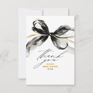Schwarze Goldene Schleifen-Schmetterlings-Hochzeit Dankeskarte