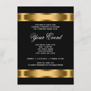 Schwarze Goldene Schwarze Anzug Corporate Party Einladung