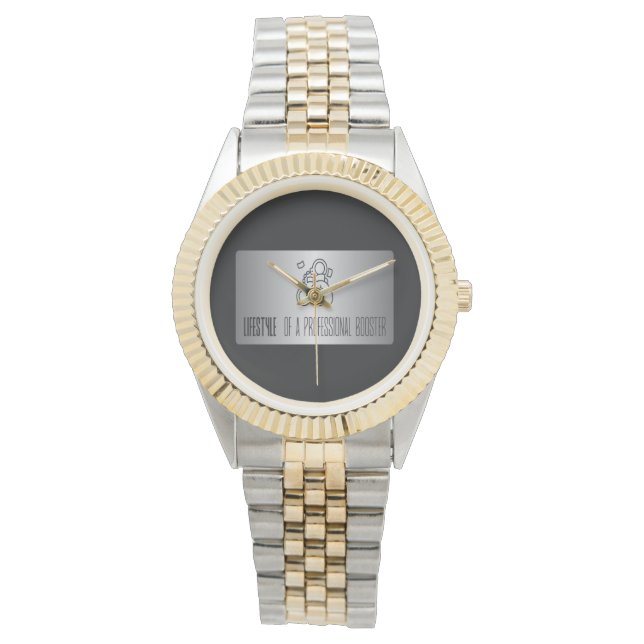 Schwarze, goldene Silber-ähnliche Uhr (Vorderseite)