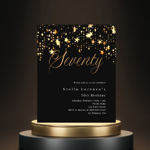 Schwarze goldene Sterne Budget Einladung zum 70. G