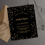 Schwarze goldene Sterne Geburtstag Haushaltseinlad Flyer<br><div class="desc">Das Jahr 2010 ist für uns eine der schönsten und beliebtesten Reiseziele der Welt. Ein schwarzer Hintergrund mit goldenen Imitaten. Personalisieren und fügen Sie einen Namen und Party-Details hinzu. Fügen Sie das Jahr der Geburt und das Jahr der Feier hinzu. Zurück: schwarzer Hintergrund und goldene Sterne.</div>