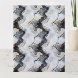 Schwarze, goldene und weiße Marmor-Faltgrußkarte Karte