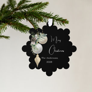Schwarze goldene weiße Bauern Weihnachten Ornament Karte
