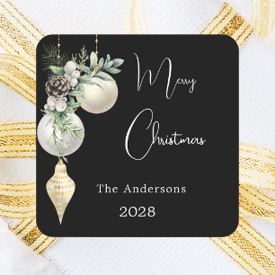 Schwarze goldene weiße Bauern Weihnachten Quadratischer Aufkleber