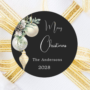 Schwarze goldene weiße Bauern Weihnachten Runder Aufkleber