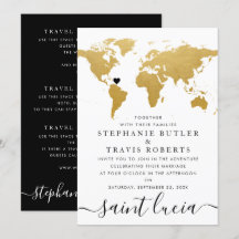 Schwarze & Goldene Weltkarte Hochzeit
