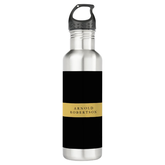 Schwarze Goldfarben Beruflich Trendy Minimalistisc Edelstahlflasche (Vorderseite)