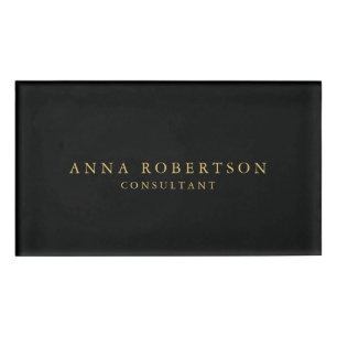 Schwarze Goldfarben Beruflich Trendy Minimalistisc Namenschild