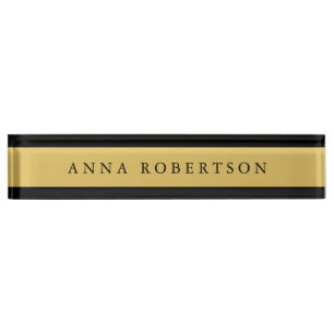 Schwarze Goldfarben Beruflich Trendy Minimalistisc Namensplakette