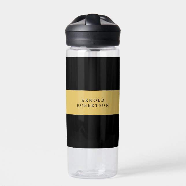 Schwarze Goldfarben Beruflich Trendy Minimalistisc Trinkflasche (Vorderseite)