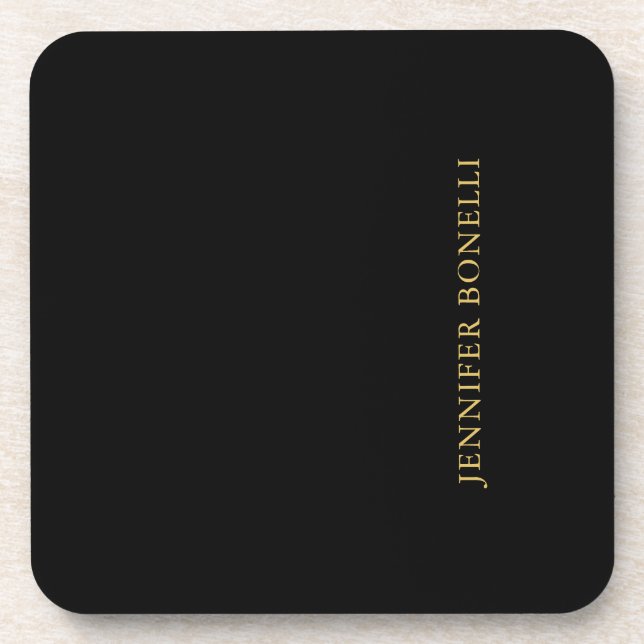 Schwarze Goldfarben Beruflich Trendy Moderne Schli Getränkeuntersetzer (Vorderseite)