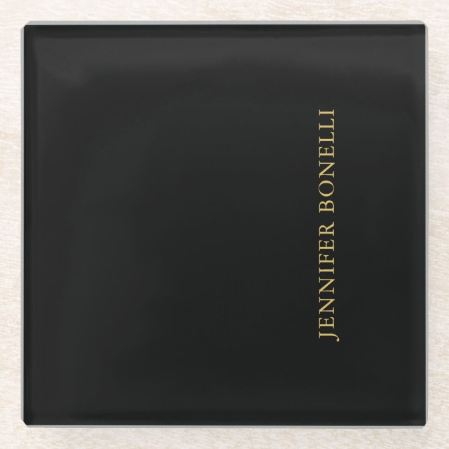 Schwarze Goldfarben Beruflich Trendy Moderne Schli Glasuntersetzer (Vorderseite)