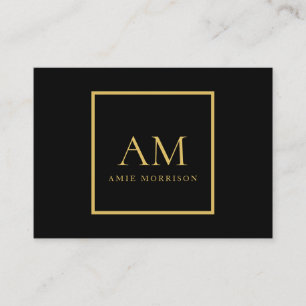 Schwarze Goldfarben Monogramm Anfangsbuchstabe Nam Telefonnummerkarte