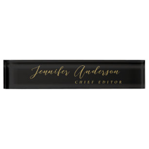 Schwarze Goldfarben Professionell Trendig Modern S Namensplakette
