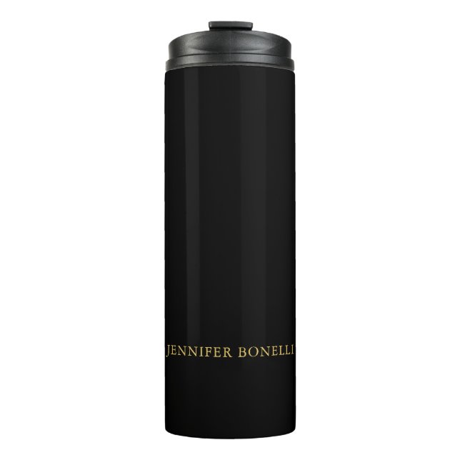 Schwarze Goldfarben Professioneller Trendiger Mode Thermosbecher (Vorderseite)