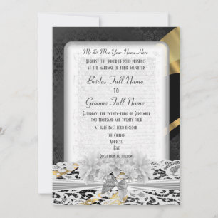 Schwarze goldfarbene Hochzeit Einladung