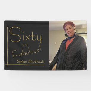 Schwarze Goldfolie 60 & Fabulous 60. Geburtstagsfe Banner