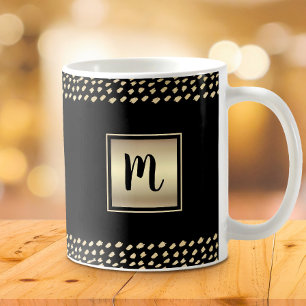 Schwarze Goldfolie fett Monogramm Skript moderner Kaffeetasse