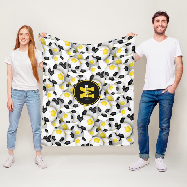 Schwarze Goldfußball-Mannschaft Farben Mädchen Jun Fleecedecke (Beispiel)