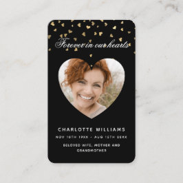 Schwarze Goldherzen Foto Beerdigungskarte Visitenkarte