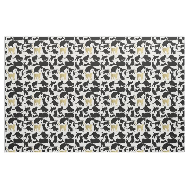 Schwarze Goldkatzen Stoff (Fat Quarter (45,7 x 55,9 cm))