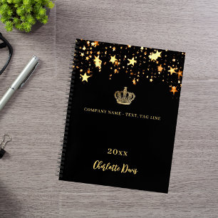 Schwarze Goldkronen - Sterne Jahr für Geschäft Notizbuch