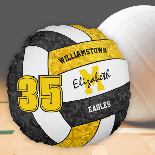 Schwarze Goldmädchen Sport-Volleyball-Team Farben Rundes Kissen