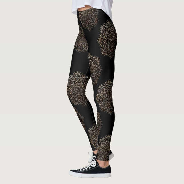 Schwarze GoldMandalas-Muster| Zen Boho Yoga-Hosen Leggings (Links)