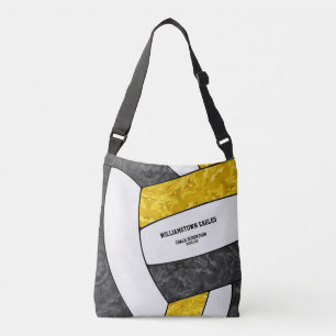 Schwarze Goldmannschaft farbenfrohe Mädchenvolleyb Tragetaschen Mit Langen Trägern