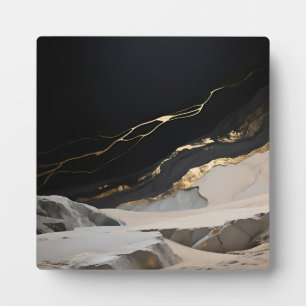 Schwarze Goldmarmor-Landschaft Fotoplatte