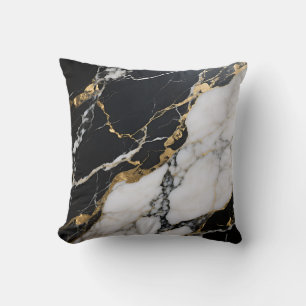 Schwarze Goldmarmoradern Luxus Abstract Kissen