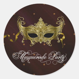 Schwarze Goldmasquerade-Party-Sticker Runder Aufkleber