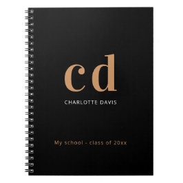Schwarze Goldmonogramm-Initialnamen minimalistisch Notizblock
