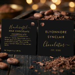 Schwarze Goldschrift Milchschokoladen-Zutaten Geschenkanhänger