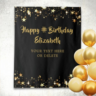 Schwarze Goldsteine zum Geburtstag Personalisiert Wandteppich