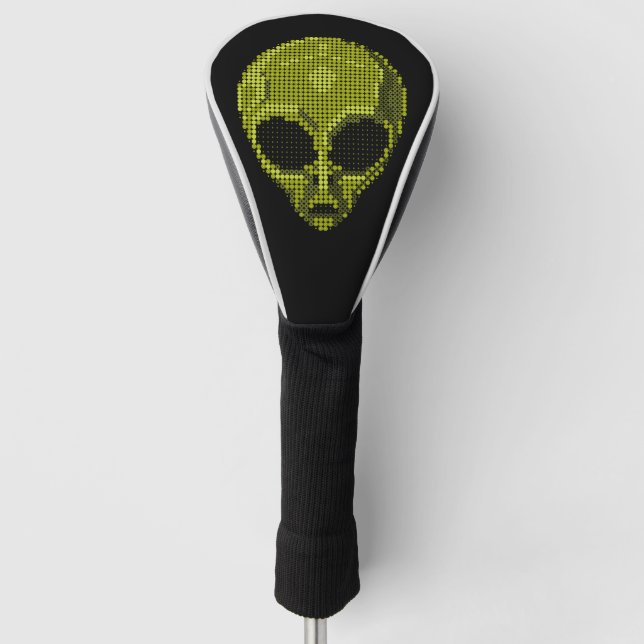 Schwarze Golfkopfabdeckung mit grünem Außerirdisch Golf Headcover (Vorderseite)