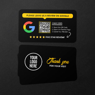 Schwarze Google Bewertungen QR-Code Geschäft Bewer Visitenkarte