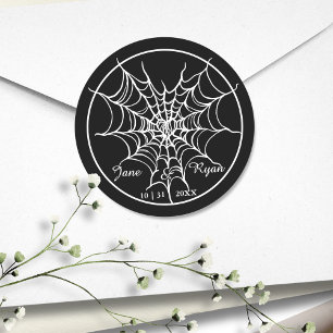Schwarze Gothic Gruselige HalloHochzeit Runder Aufkleber
