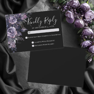 Schwarze Gothic Hochzeit Antwortkarte RSVP Karte