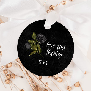 Schwarze Gothic-Rosen-Hochzeitsgunst-Tags Geschenkanhänger
