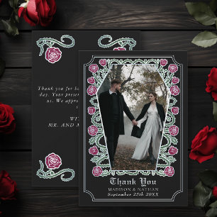 Schwarze gothische Sarg-Rosen-Hochzeit-Dankeskarte Dankeskarte
