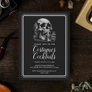 Schwarze gothische Totenkopf-Whiskey-Halloween-Par Postkarte
