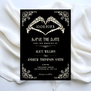 Schwarze gotische Bogen Hochzeit Save The Date