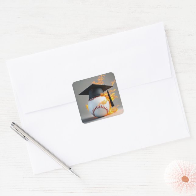 Schwarze Graduierungshülse Quadratischer Aufkleber (Umschlag)