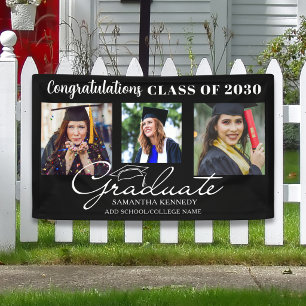 Schwarze Gratulation Absolvent 3 Foto Abschlussfei Banner