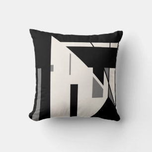 Schwarze Grau auf Weiß Diagonale Geometrische Kuns Kissen